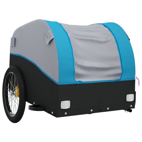 vidaXL Bike Trailer Black and Blue 99.2 lb Iron