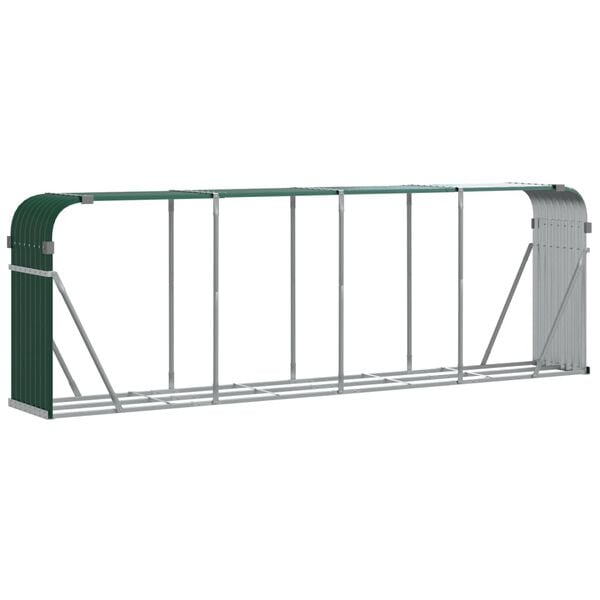 vidaXL Log Holder Green 118.1x17.7x39.4" Galvanised Steel