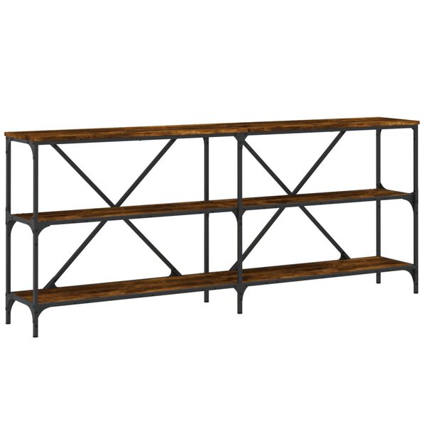vidaXL Console Table Smoked Oak Engineered Wood and Iron Large