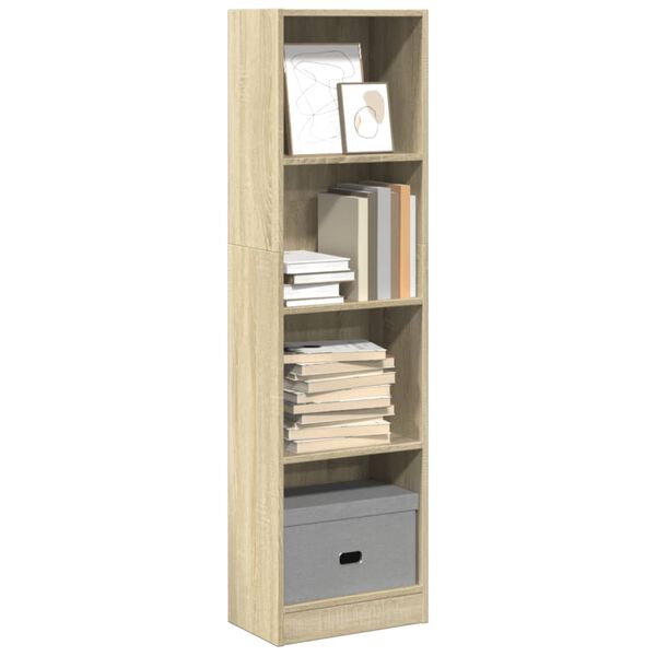 vidaXL Bookcase Sonoma Oak Engineered Wood 56.3 in tall Bookcase