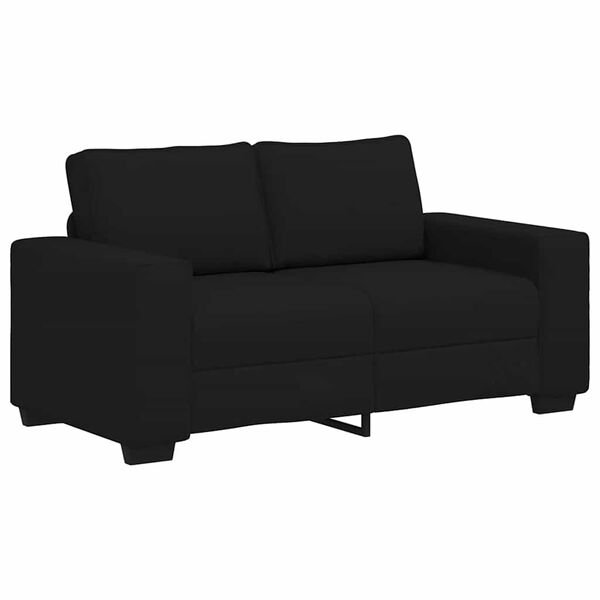 vidaXL Sofa Set Black Polyester, metal, plywood, solid wood 3-piece set