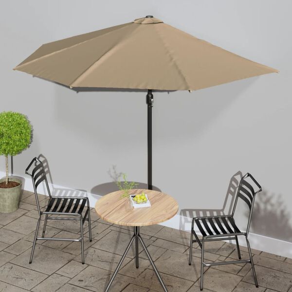 vidaXL Garden Parasol Taupe Polyester, Aluminum, Steel Large