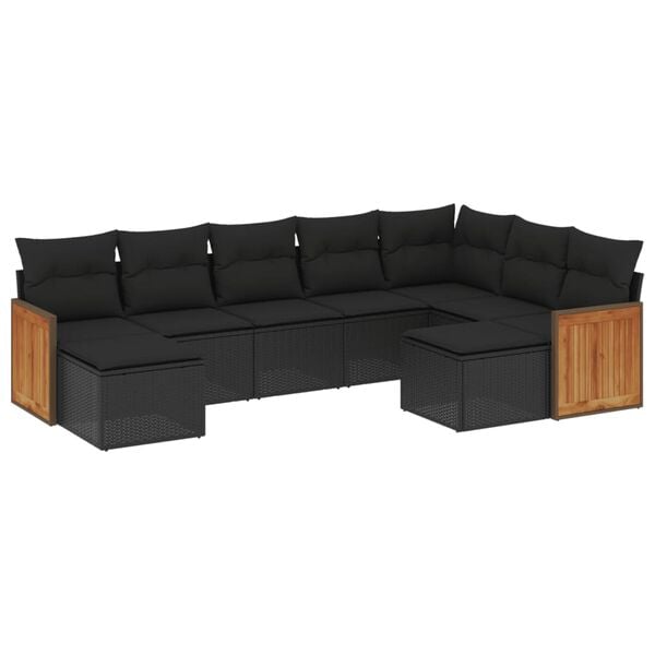 vidaXL Garden Sofa Set Black