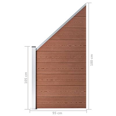 vidaXL Fence Panel WPC 37.4"x(41.3"-70.9") Brown