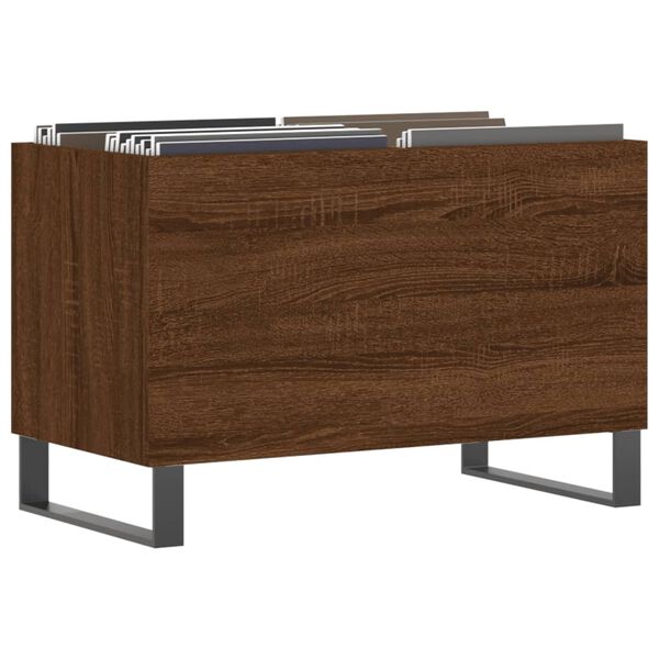 vidaXL Record Cabinet Brown oak Engineered wood, iron Small