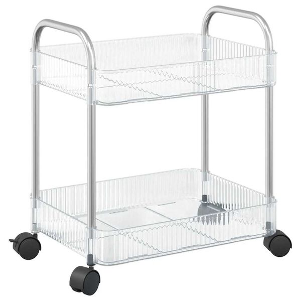 vidaXL Storage Trolley 2-Tier Transparent 14.6x11.0x17.1" Acrylic