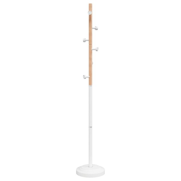 vidaXL Coat Stand White Powder-coated iron, solid beech wood