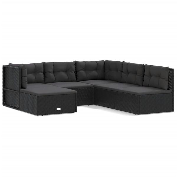vidaXL Garden Lounge Set Black PE rattan Medium Modular