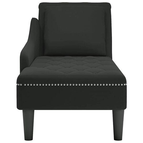 vidaXL Chaise Lounge Black Velvet, Plywood, Plastic Standard