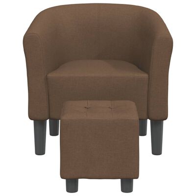 vidaXL Tub Chair with Footstool Brown Fabric