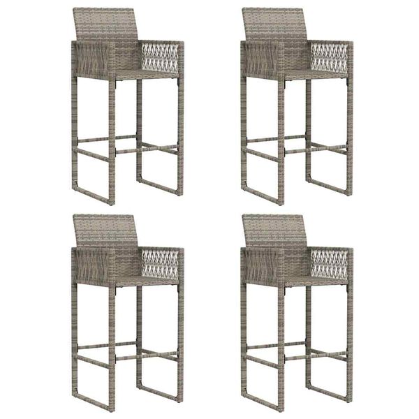 vidaXL Garden Bar Set Gray PE rattan, powder-coated steel, solid acacia wood