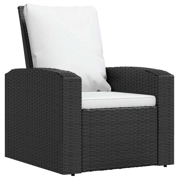 vidaXL Garden Reclining Chair Black, Cream White PE rattan, Steel, Polyester