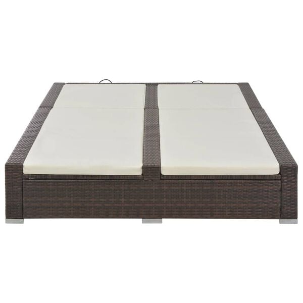 vidaXL Sunlounger Brown PE rattan, powder-coated steel, polyester Double