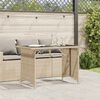 vidaXL Garden Table Beige PE rattan, powder-coated steel, tempered glass