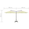 vidaXL Garden Parasol Sand Polyester, Powder-Coated Steel Double