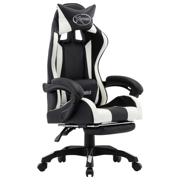 vidaXL Racing Chair White and black Faux leather, PVC, polyester, cotton