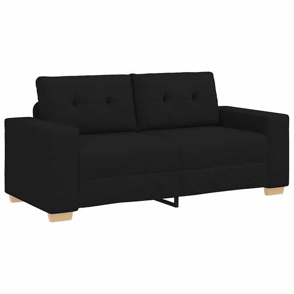 vidaXL Loveseat Sofa Black 100% Polyester, Plywood, Steel 2-seater