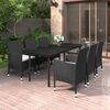 vidaXL Garden Dining Set Black PE rattan, steel, glass, fabric Large