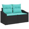 vidaXL Garden Sofa Set 8 pcs Black and Turquoise Poly Rattan