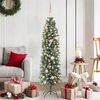 vidaXL Artificial Slim Christmas Tree Green and White 59.06 in