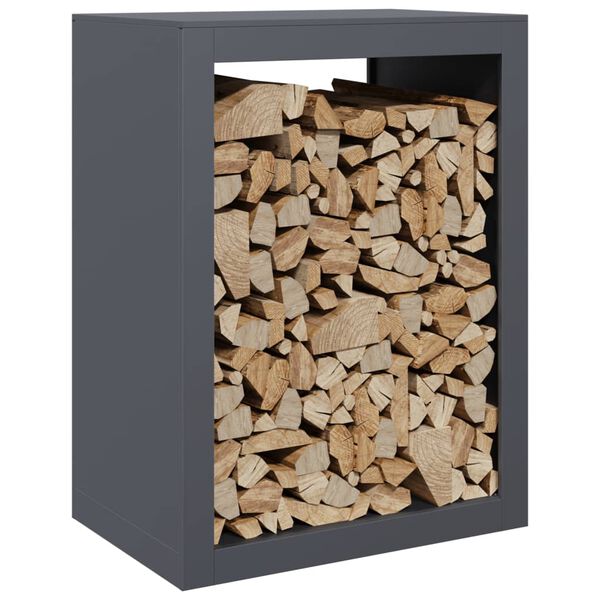 vidaXL Firewood Rack Anthracite 23.6x15.7x31.5" Steel