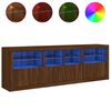 vidaXL Sideboard with LED Lights Brown Oak 79.5"x14.6"x26.4"