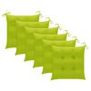 vidaXL Patio Chair Set of 6 Bright green cushions, teak