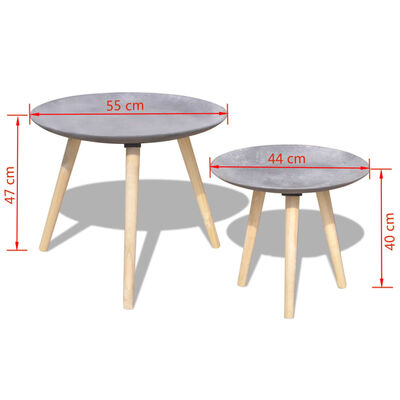 vidaXL Two Piece Side Table/Coffee Table Set 21.7"&17.3" Concrete Gray