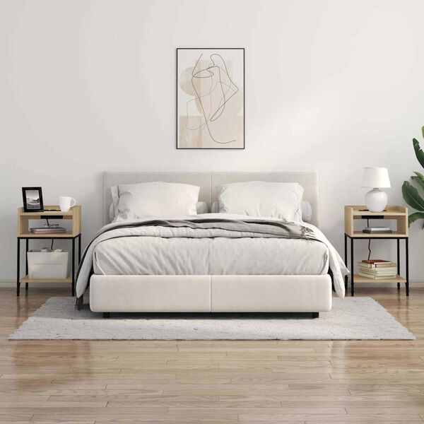 vidaXL Bedside Cabinet with Shelf Sonoma Oak 15.75 x 15.75 x 24.02 in