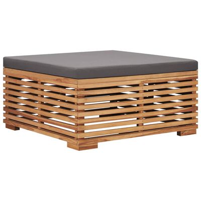 vidaXL Patio Table and Footrest Set&Dark Gray Cushion Solid Teak Wood