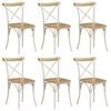 vidaXL Cross Chair Set of 6 White Solid mango wood, steel