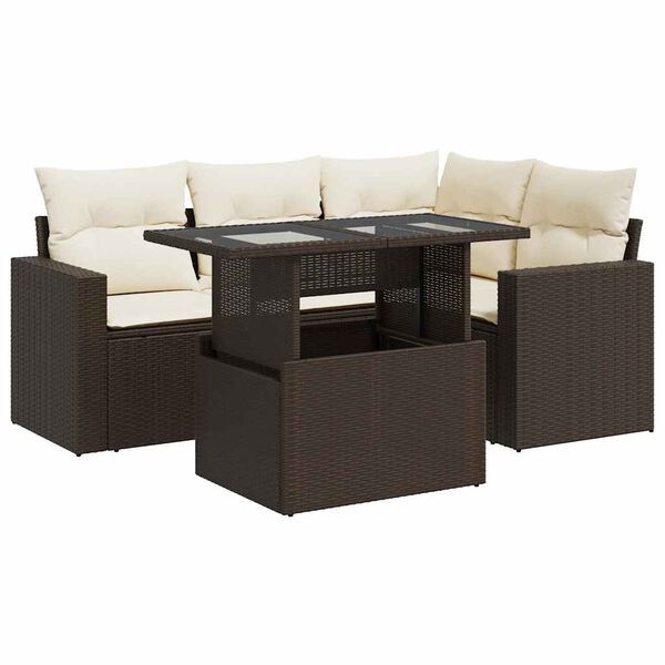 vidaXL Garden Sofa Set Brown and Cream