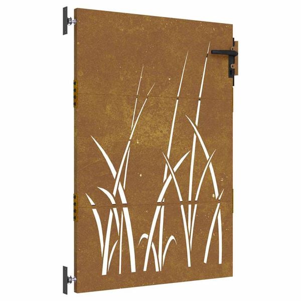 vidaXL Garden Gate 33.5x49.2" Corten Steel Grass Design