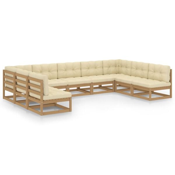 vidaXL Garden Lounge Set Honey brown Solid pinewood, 100% polyester