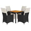 vidaXL Garden Dining Set Black, Cream White