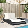 vidaXL Sun Lounger Black, Cream white PE rattan, Powder-coated steel, Foam