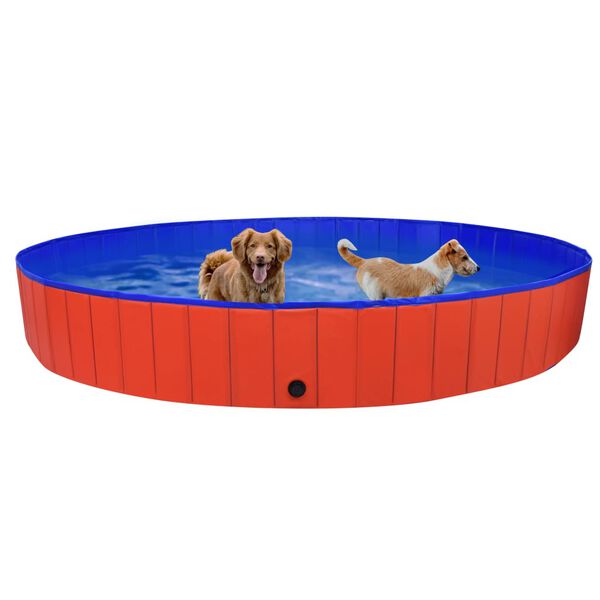 vidaXL Dog Swimming Pool Red PVC Diameter 118.1 in x Height 15.7 in