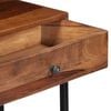 vidaXL TV Cabinet Natural and Black Solid Acacia Wood, Powder-Coated Steel