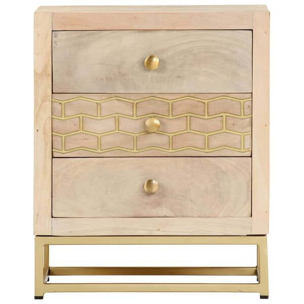 vidaXL Bedside Cabinet Natural and gold
