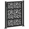 vidaXL Garden Gate Black 39.4x49.2" Steel Leaf Design