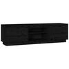 vidaXL TV Cabinet Black Solid Pine Wood Medium TV Cabinet Rectangular