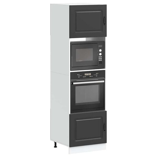 vidaXL Oven Cabinet Set of 2 Black Engineered wood Medium