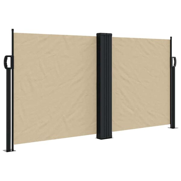 vidaXL Retractable Side Awning Beige Polyester with PU coating Large