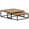vidaXL Coffee Table Set of 2 Natural wood finish and black iron