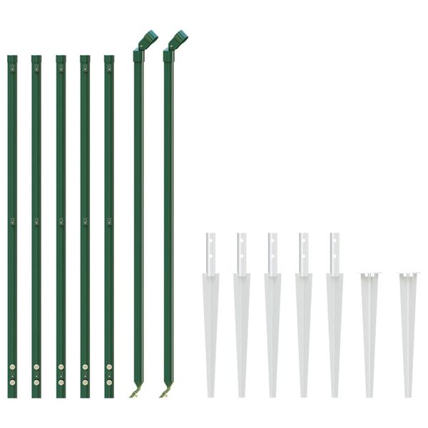 vidaXL Wire Mesh Fence with Spike Anchors Green 2.6‘x32.8‘