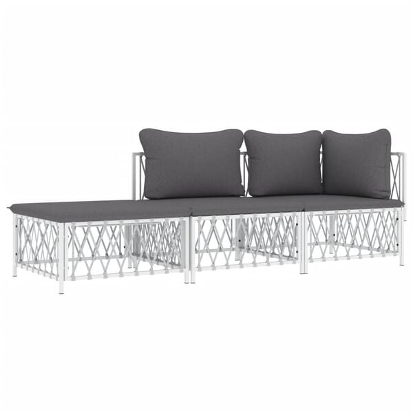 vidaXL Garden Lounge Set White, Dark Grey
