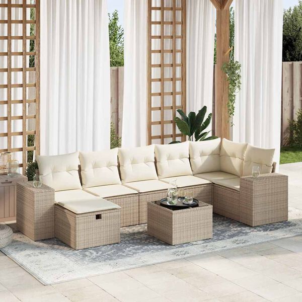vidaXL Garden Sofa Set Beige, Cream White
