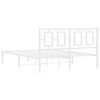 vidaXL Bed Frame White Powder-Coated Steel Full Bed Frame Rectangular