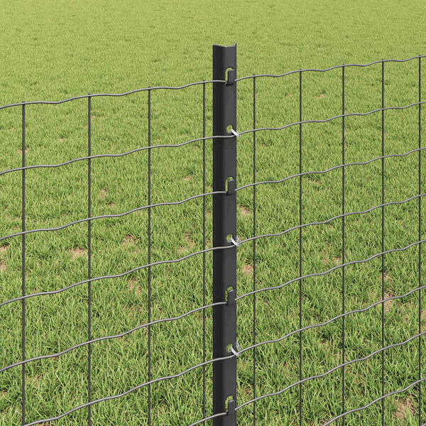 vidaXL Fence Post 11 pcs Grey 31.50 in Steel