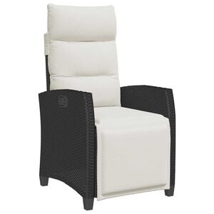 vidaXL Reclining Garden Chair Black PE rattan, powder-coated steel Medium